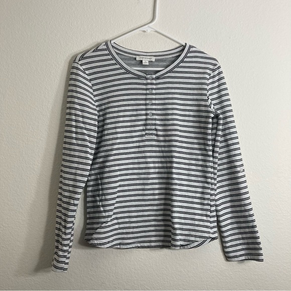 Vintage American Striped Top - White/Black - Small - Picture 1 of 6
